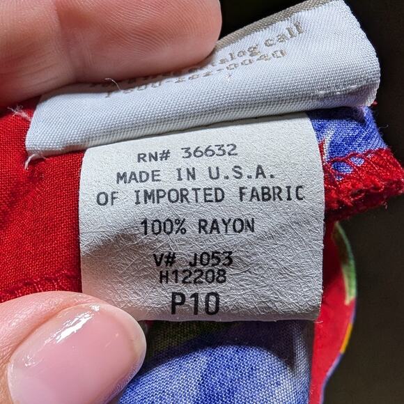 Vtg 1990s Coldwater Creek Red Blue Daisy Floral Print Midi Sun Dress Sz 10 P - Picture 6 of 6